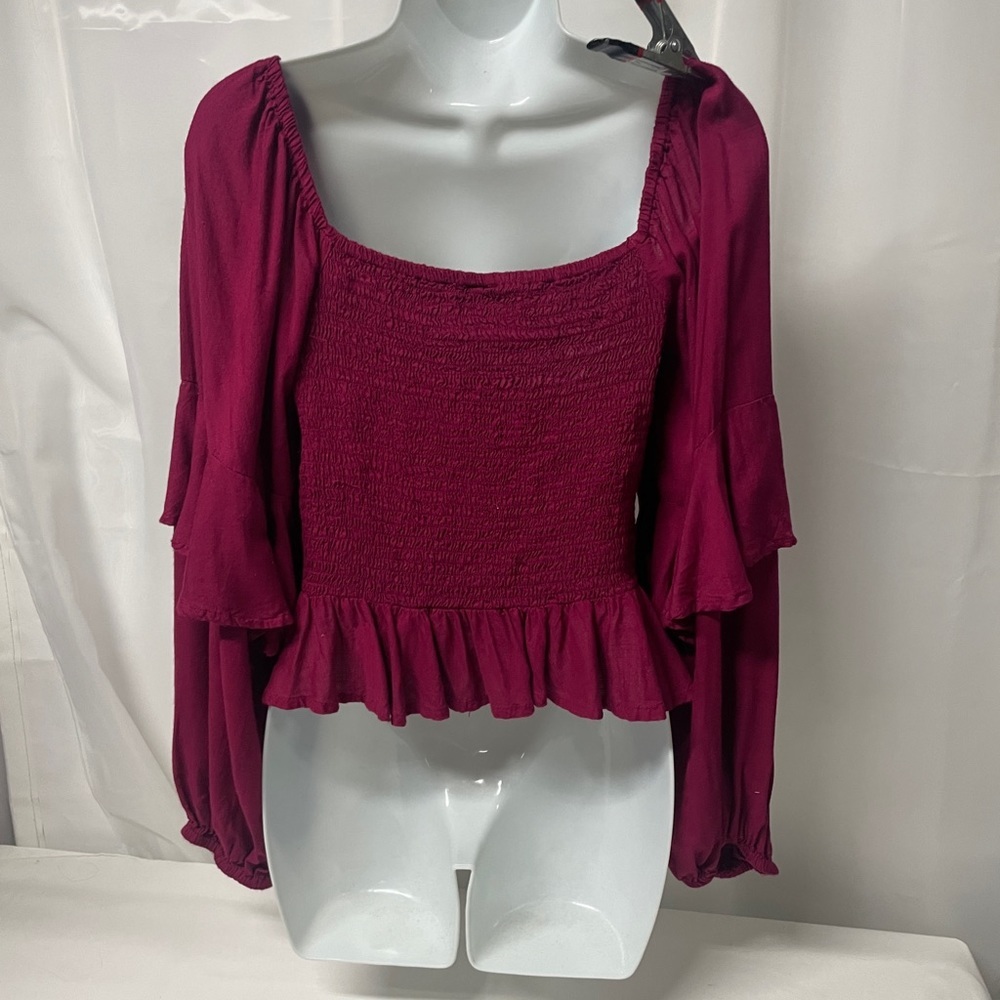 Billa 77  Smocked Crop Top off shoulders or On Flowing Double Bell sleeves India - Picture 7 of 8